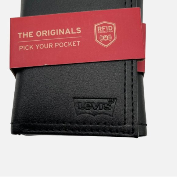 Levi's Men's Trifold Wallet RFID-Blocking Maximum-Capacity Black Gift Boxed - Picture 9 of 10